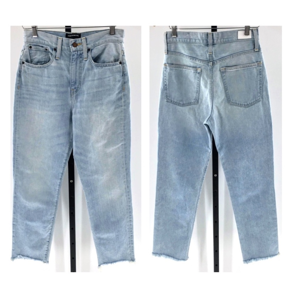 Something Navy Women Jean Straight Leg Light Wash High Rise Slim Sz 26 x 27